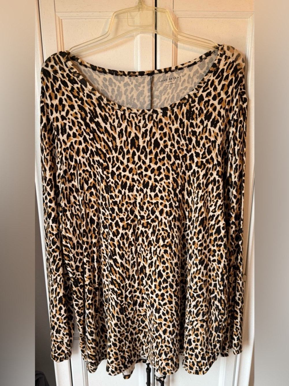 Lane Bryant Leopard Print Long Sleeve Top - Black, Tan, Cream